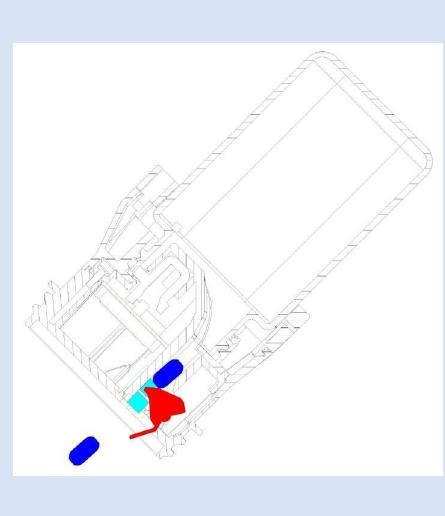 Section: the gate releases one tablet; the sensors see it leave.