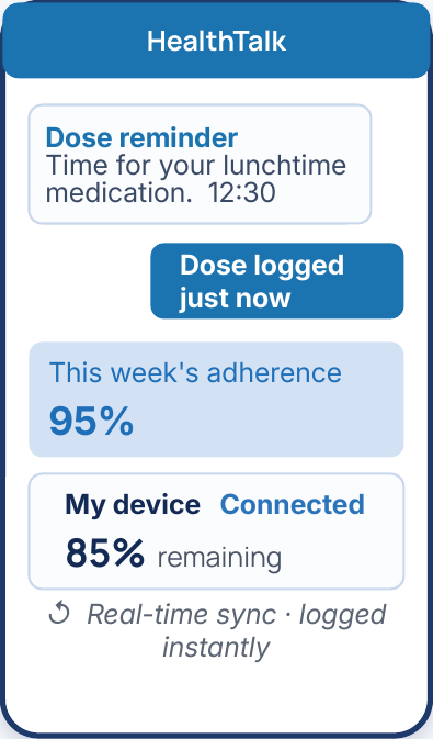 Illustrative partner-app mock — the 95% and the battery level are not measured.